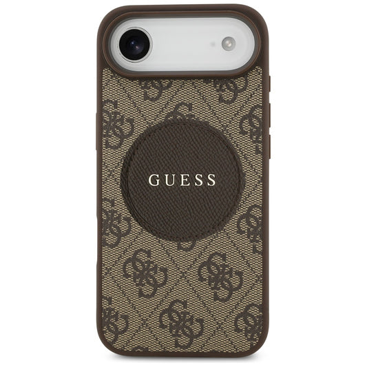 Étui MagSafe pour Apple iPhone 17 Air, Guess, Logo Classique Cercle 4G, Marron