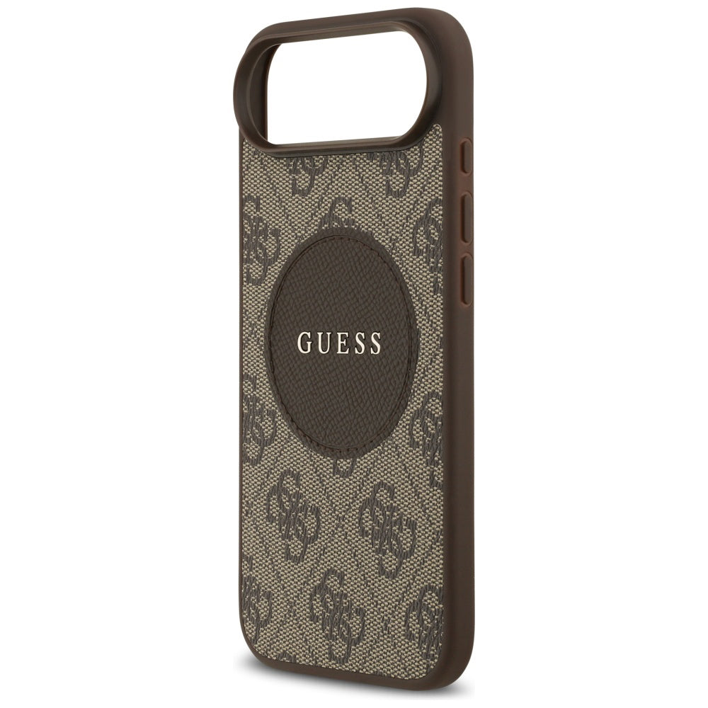 Étui MagSafe pour Apple iPhone 17 Air, Guess, Logo Classique Cercle 4G, Marron