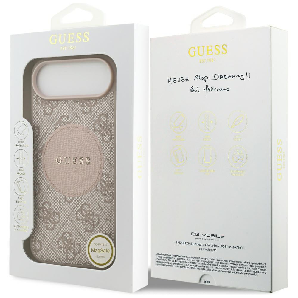 Étui MagSafe pour Apple iPhone 17 Air, Guess, 4G Circle Classic Logo, Rose