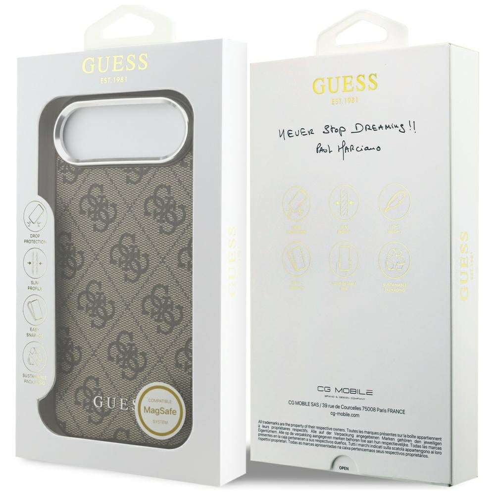 Coque MagSafe pour Apple iPhone 17 Air, Guess, Logo Classique 4G, Marron