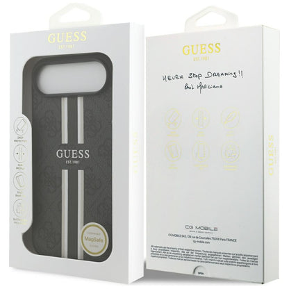 Custodia MagSafe per Apple iPhone 17 Air, Guess, 4G Printed Stripes, Nera