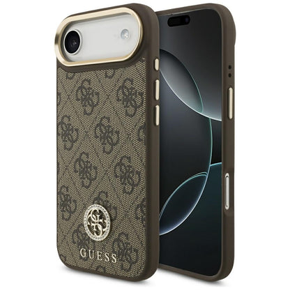 MagSafe Hülle für Apple iPhone 17 Air, Guess, 4G Strass Logo, Braun
