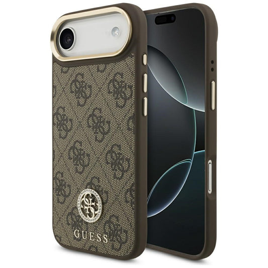 MagSafe Hülle für Apple iPhone 17 Air, Guess, 4G Strass Logo, Braun