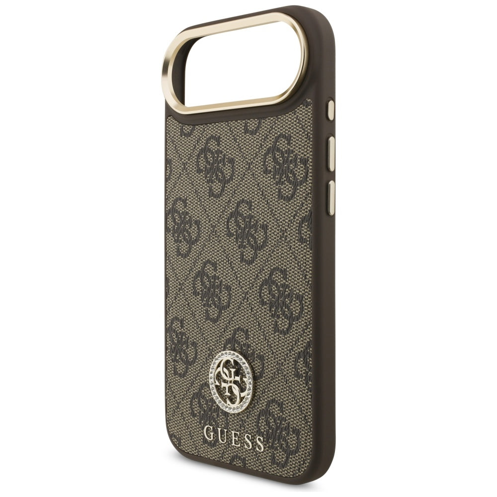 MagSafe Hülle für Apple iPhone 17 Air, Guess, 4G Strass Logo, Braun