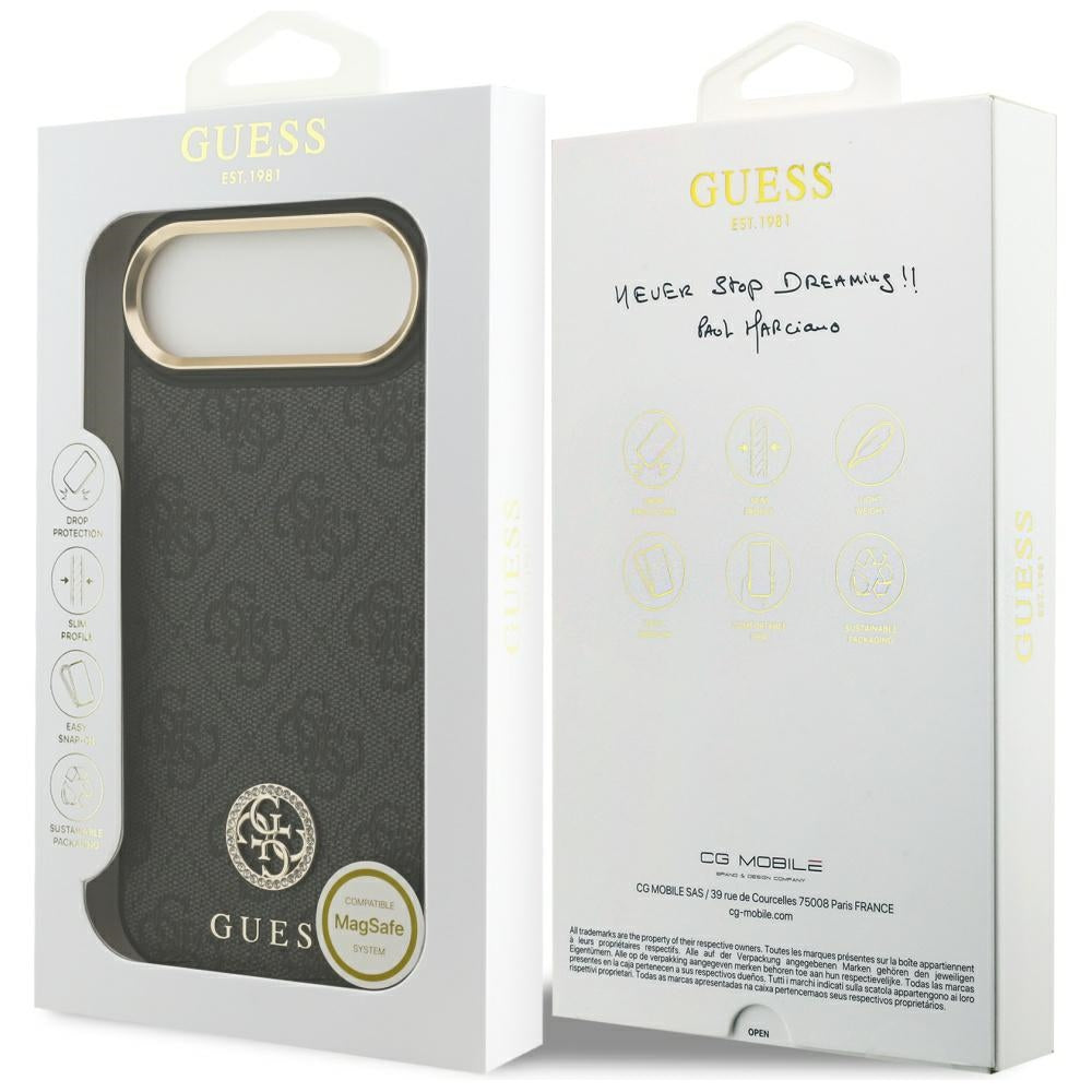 MagSafe Hülle für Apple iPhone 17 Air, Guess, 4G Strass Logo, Schwarz