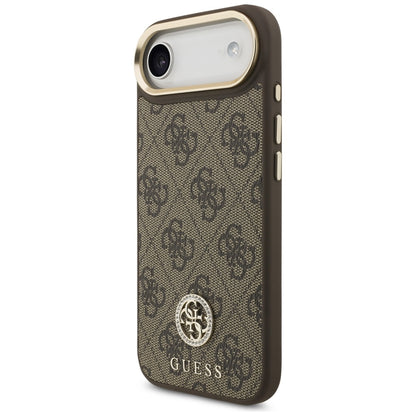 MagSafe Hülle für Apple iPhone 17 Air, Guess, 4G Strass Logo mit großem Riemen, Braun