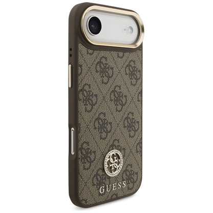 MagSafe Hülle für Apple iPhone 17 Air, Guess, 4G Strass Logo mit großem Riemen, Braun
