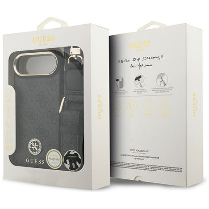 MagSafe Hülle für Apple iPhone 17 Air, Guess, 4G Strass Logo mit großem Band, Schwarz