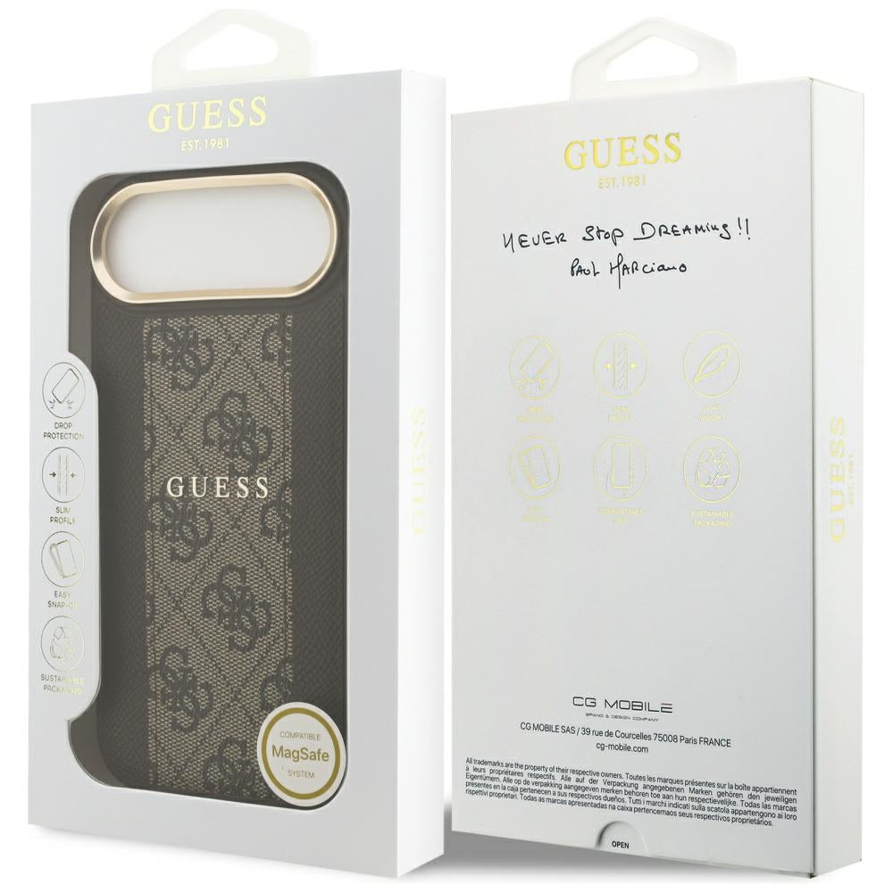 MagSafe Hülle für Apple iPhone 17 Air, Guess, 4G Stripe, Braun