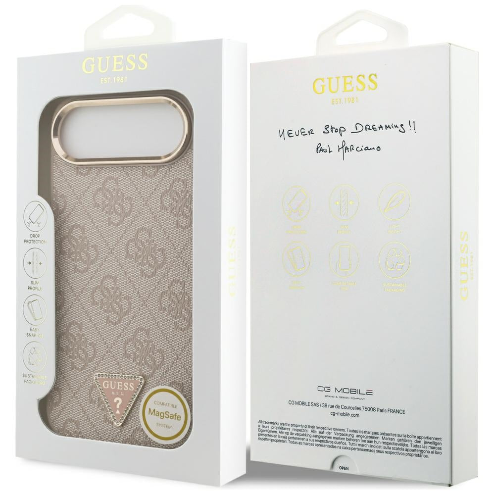 MagSafe Hülle für Apple iPhone 17 Air, Guess, 4G Triangle Logo, Roségold