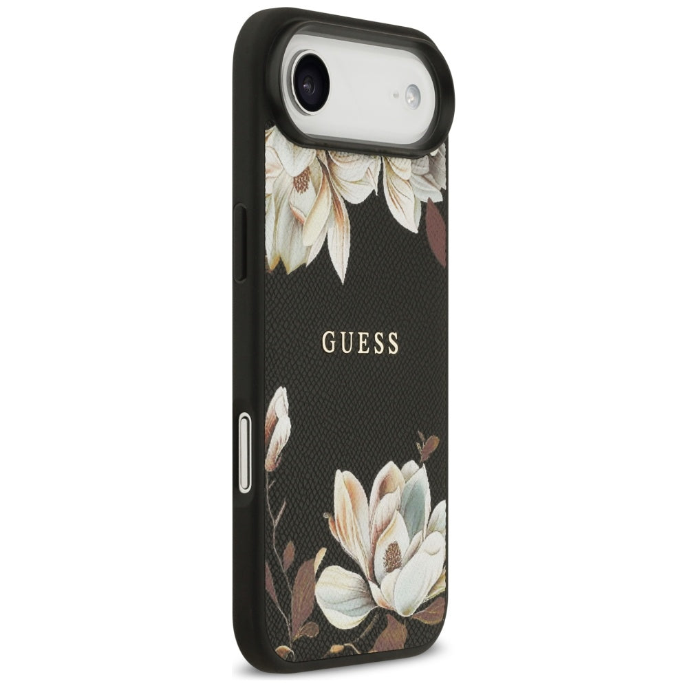 Custodia MagSafe per Apple iPhone 17 Air, Guess, Grained Flowers, Nera