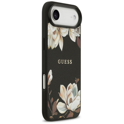 Custodia MagSafe per Apple iPhone 17 Air, Guess, Grained Flowers, Nera