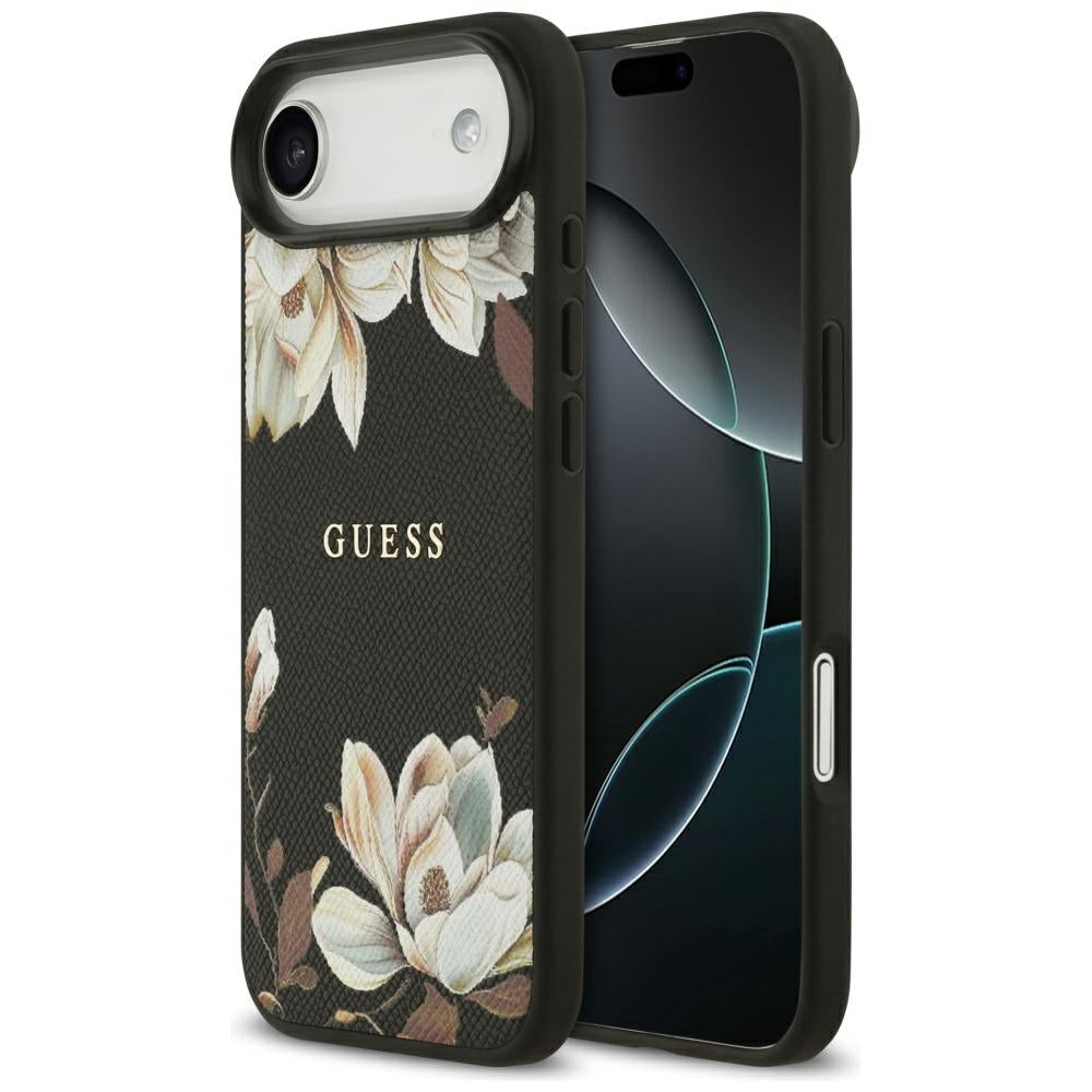 Custodia MagSafe per Apple iPhone 17 Air, Guess, Grained Flowers, Nera
