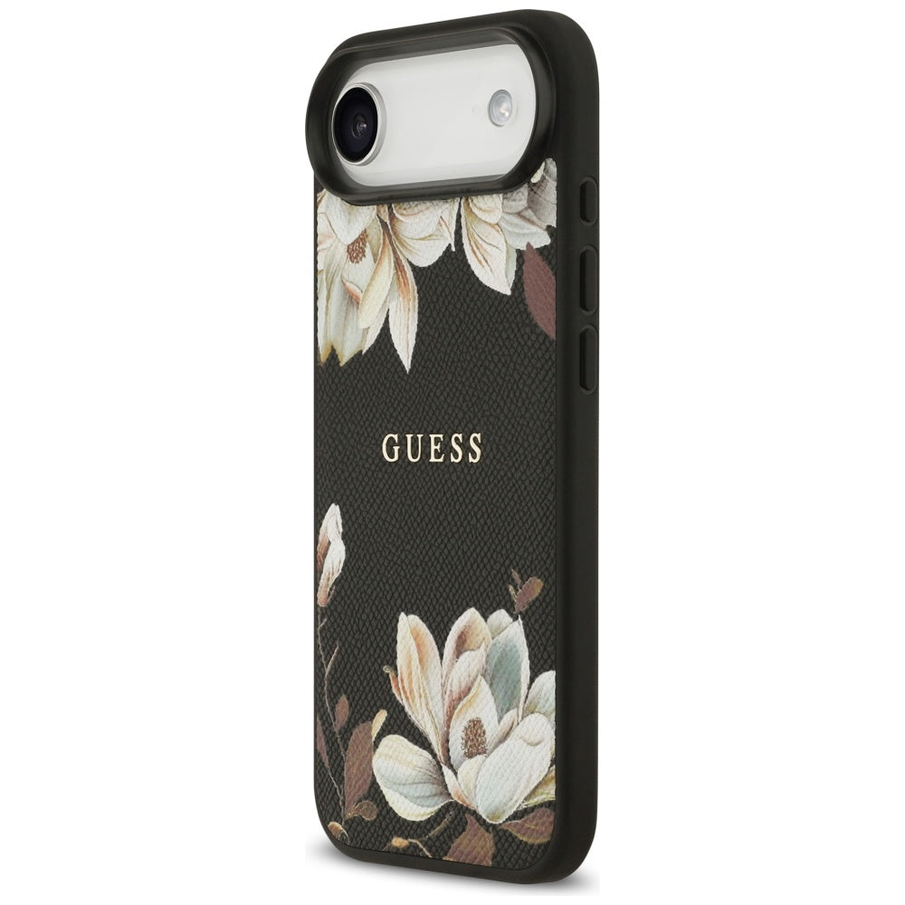 Custodia MagSafe per Apple iPhone 17 Air, Guess, Grained Flowers, Nera