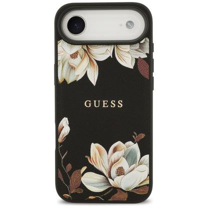 Custodia MagSafe per Apple iPhone 17 Air, Guess, Grained Flowers, Nera