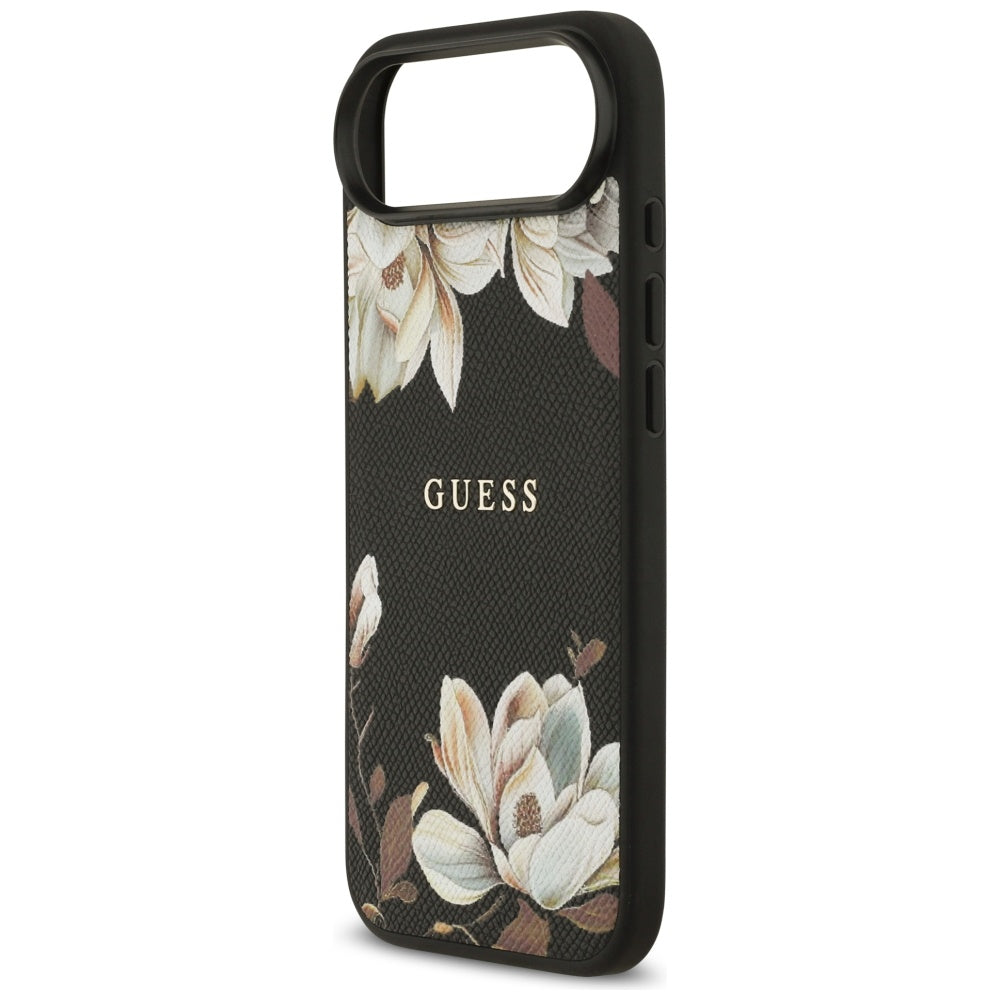 Custodia MagSafe per Apple iPhone 17 Air, Guess, Grained Flowers, Nera