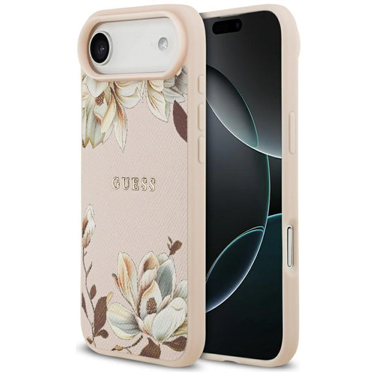 MagSafe Hülle für Apple iPhone 17 Air, Guess, Grained Flowers, Rosa