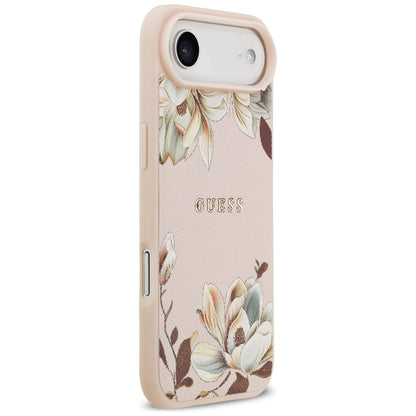 MagSafe Hülle für Apple iPhone 17 Air, Guess, Grained Flowers, Rosa