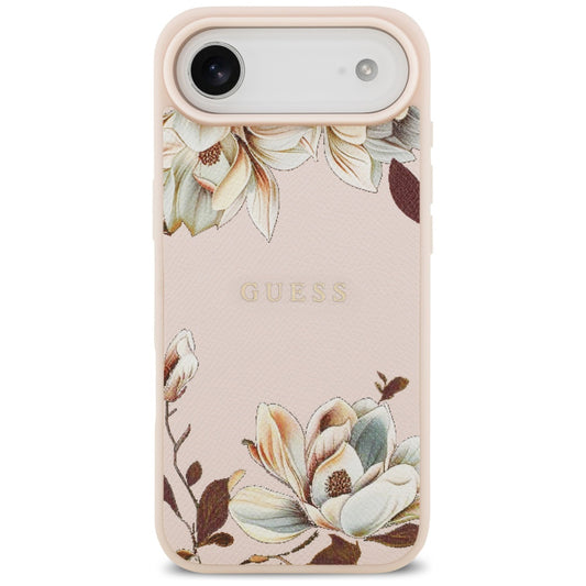 MagSafe Hülle für Apple iPhone 17 Air, Guess, Grained Flowers, Rosa