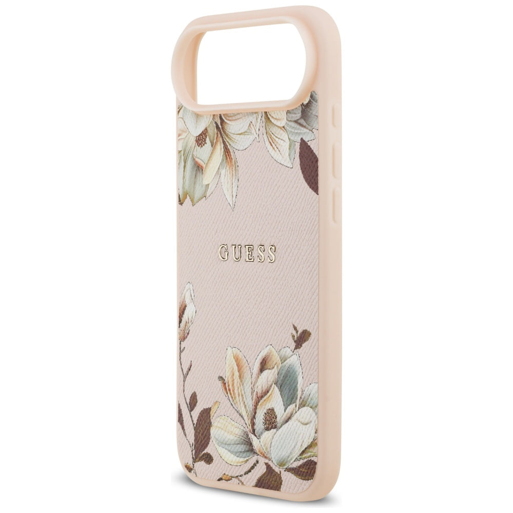 MagSafe Hülle für Apple iPhone 17 Air, Guess, Grained Flowers, Rosa