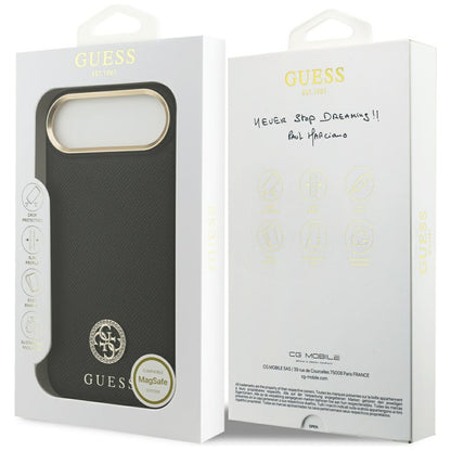 MagSafe Hülle für Apple iPhone 17 Air, Guess, Grained Strass Logo, Schwarz