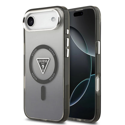 Coque MagSafe pour Apple iPhone 17 Air, Guess, logo triangle dégradé IML, Noire