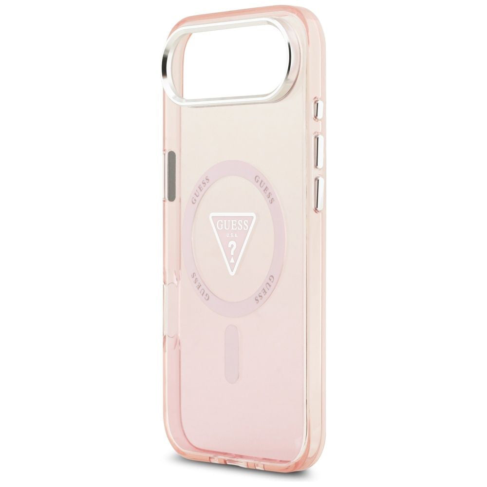 Coque MagSafe pour Apple iPhone 17 Air, Guess, logo triangle dégradé IML, Rose