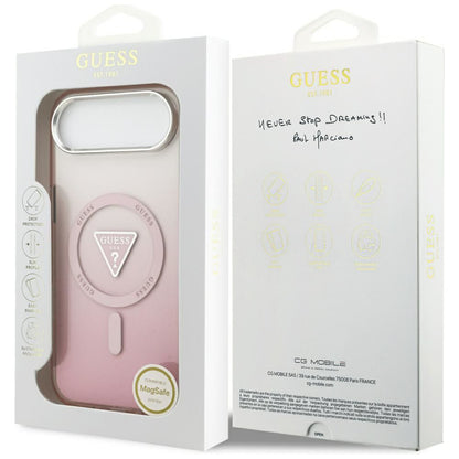Coque MagSafe pour Apple iPhone 17 Air, Guess, logo triangle dégradé IML, Rose
