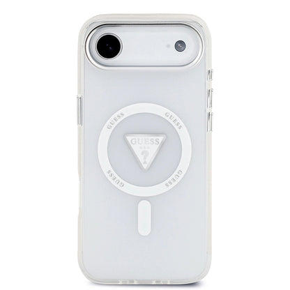 Coque MagSafe pour Apple iPhone 17 Air, Guess, Logo Triangle Dégradé IML, Transparente