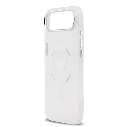Coque MagSafe pour Apple iPhone 17 Air, Guess, Logo Triangle Dégradé IML, Transparente