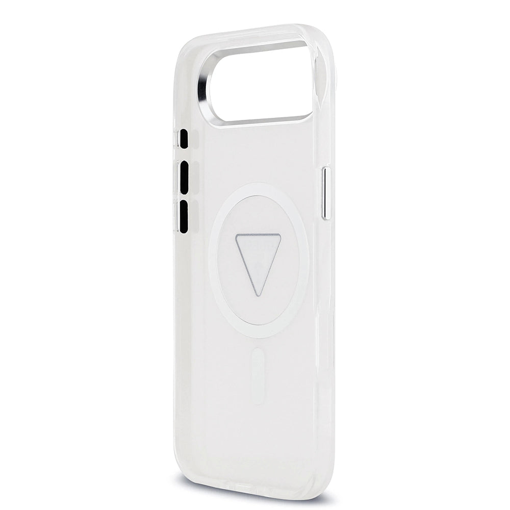Coque MagSafe pour Apple iPhone 17 Air, Guess, Logo Triangle Dégradé IML, Transparente