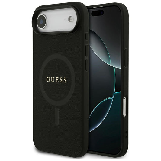 MagSafe Hülle für Apple iPhone 17 Air, Guess, Saffiano Classic Logo, Schwarz