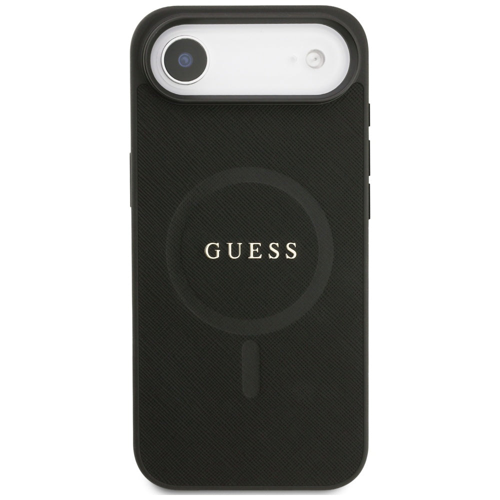 MagSafe Hülle für Apple iPhone 17 Air, Guess, Saffiano Classic Logo, Schwarz