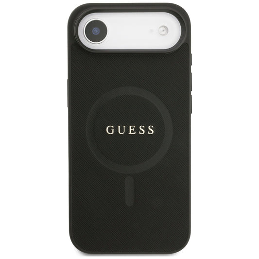 MagSafe Hülle für Apple iPhone 17 Air, Guess, Saffiano Classic Logo, Schwarz