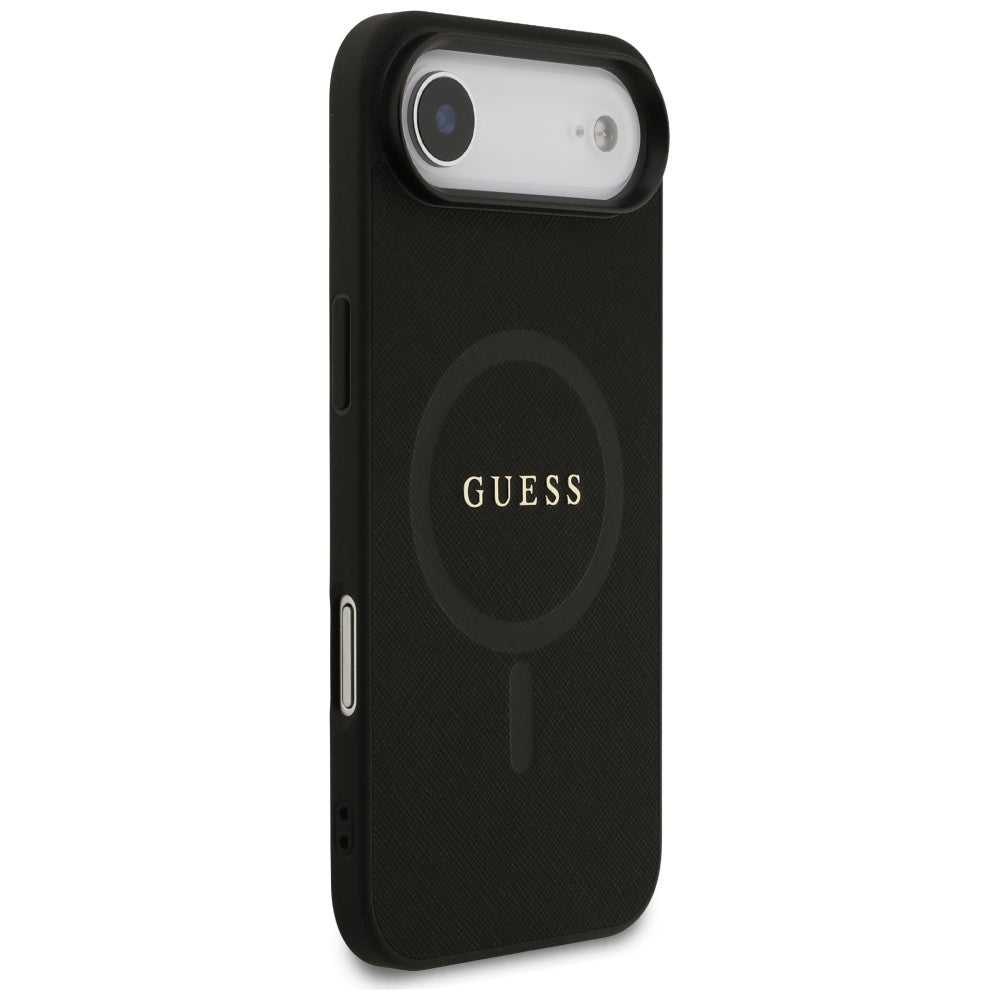 MagSafe Hülle für Apple iPhone 17 Air, Guess, Saffiano Classic Logo, Schwarz