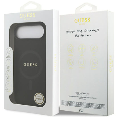 MagSafe Hülle für Apple iPhone 17 Air, Guess, Saffiano Classic Logo, Schwarz