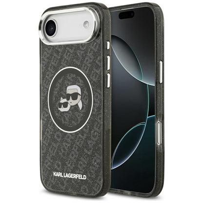 Custodia MagSafe per Apple iPhone 17 Air, Karl Lagerfeld, IML Glitter Karl & Choupette's Heads, Nera