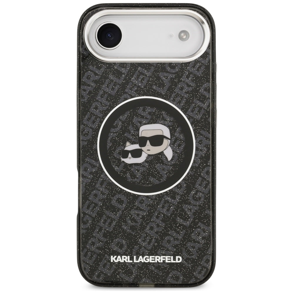 Custodia MagSafe per Apple iPhone 17 Air, Karl Lagerfeld, IML Glitter Karl & Choupette's Heads, Nera