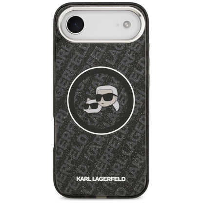 Custodia MagSafe per Apple iPhone 17 Air, Karl Lagerfeld, IML Glitter Karl & Choupette's Heads, Nera