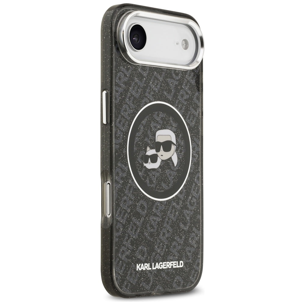 Custodia MagSafe per Apple iPhone 17 Air, Karl Lagerfeld, IML Glitter Karl & Choupette's Heads, Nera