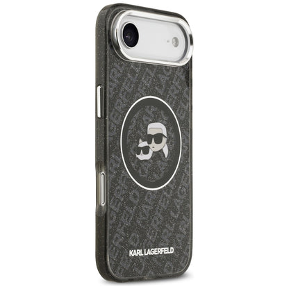 Custodia MagSafe per Apple iPhone 17 Air, Karl Lagerfeld, IML Glitter Karl & Choupette's Heads, Nera