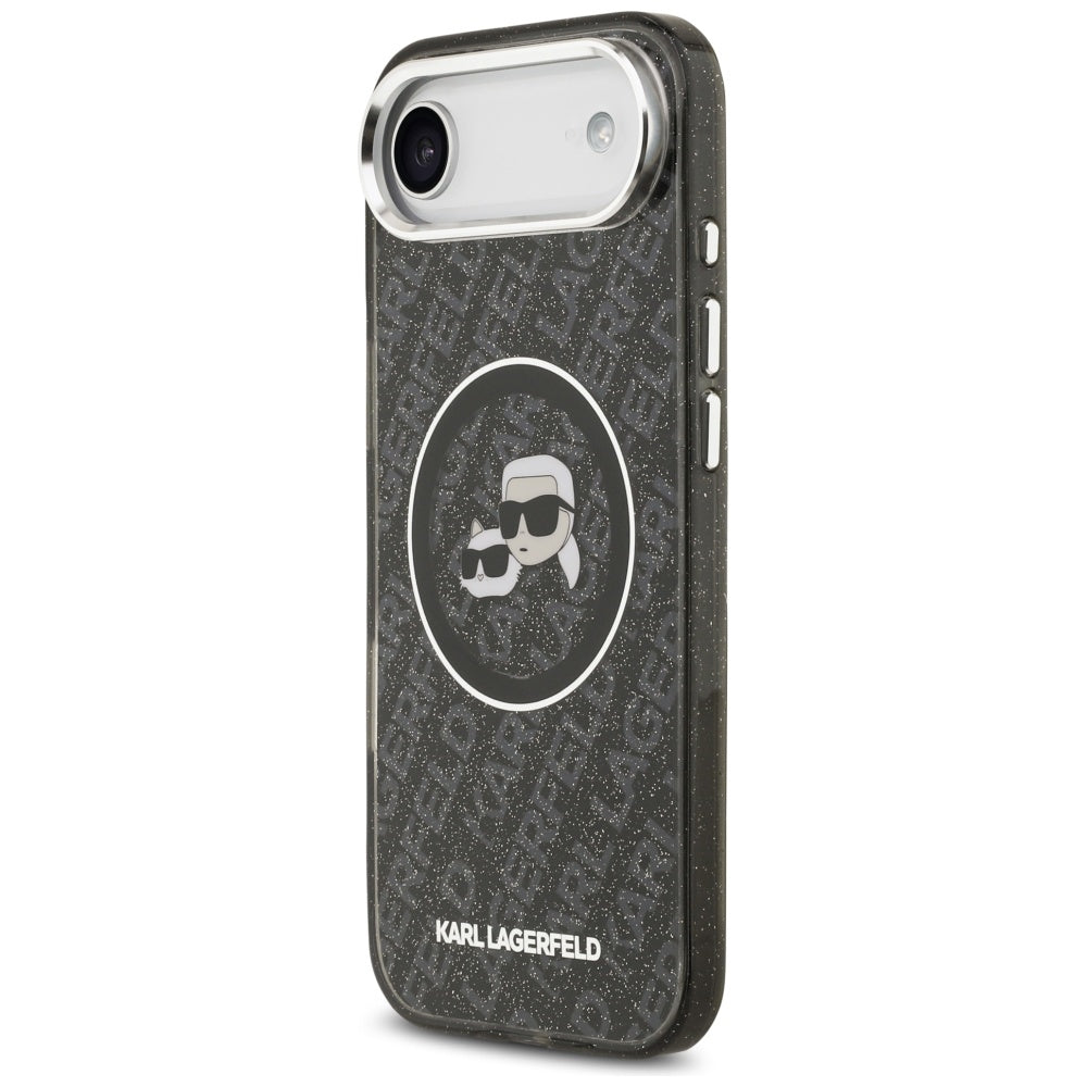 Custodia MagSafe per Apple iPhone 17 Air, Karl Lagerfeld, IML Glitter Karl & Choupette's Heads, Nera