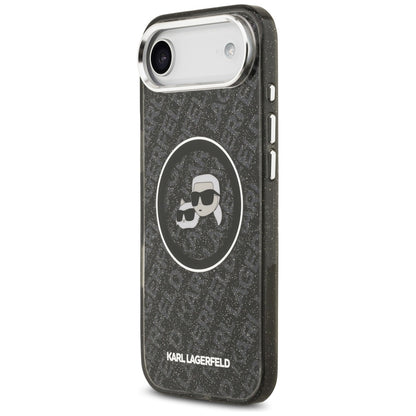 Custodia MagSafe per Apple iPhone 17 Air, Karl Lagerfeld, IML Glitter Karl & Choupette's Heads, Nera