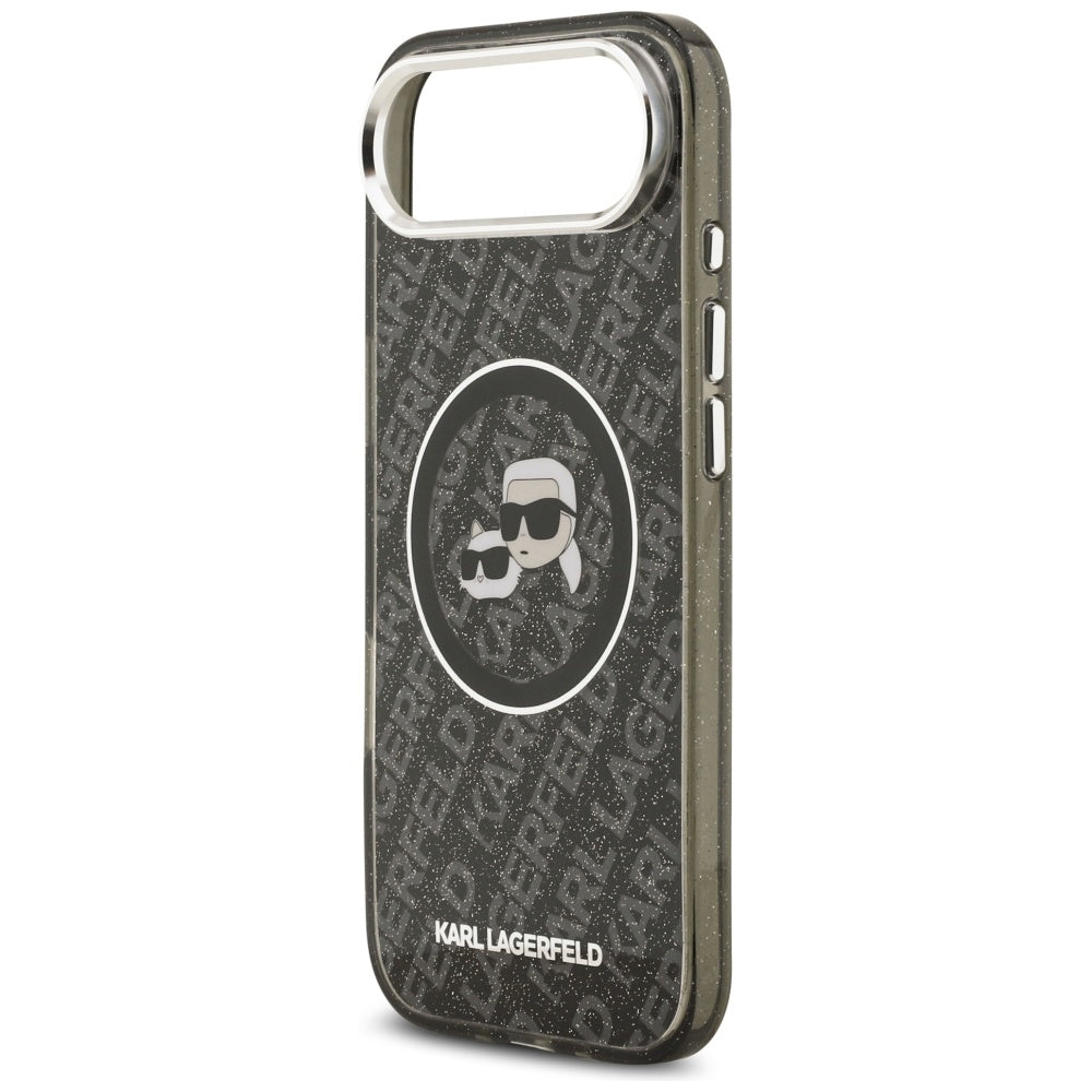 Custodia MagSafe per Apple iPhone 17 Air, Karl Lagerfeld, IML Glitter Karl & Choupette's Heads, Nera