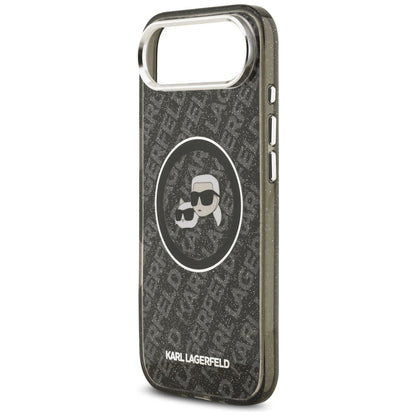 Custodia MagSafe per Apple iPhone 17 Air, Karl Lagerfeld, IML Glitter Karl & Choupette's Heads, Nera