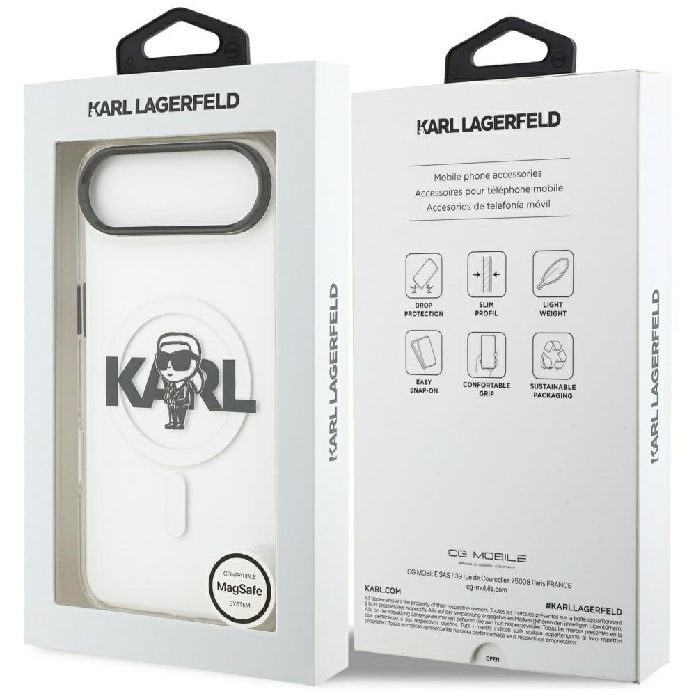 Custodia MagSafe per Apple iPhone 17 Air, Karl Lagerfeld, IML Sketch Logo Karl, Trasparente