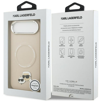 Étui MagSafe pour Apple iPhone 17 Air, Karl Lagerfeld, Karl & Choupette Pins, Beige
