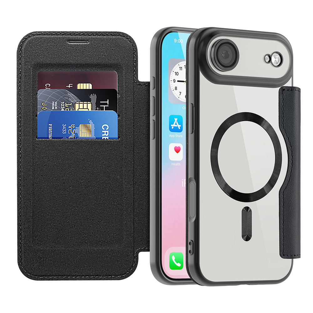 Custodia MagSafe per Apple iPhone 17 Air, Techsuit, SmartMag Book, Nera