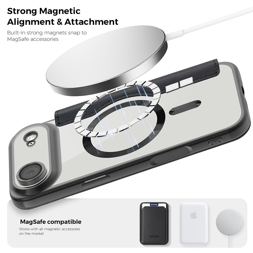 Custodia MagSafe per Apple iPhone 17 Air, Techsuit, SmartMag Book, Nera
