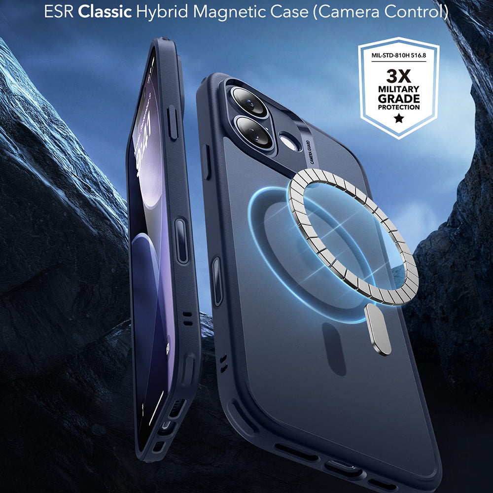 Housse MagSafe pour Apple iPhone 17, ESR, Classic Hybrid, Bleu Satiné